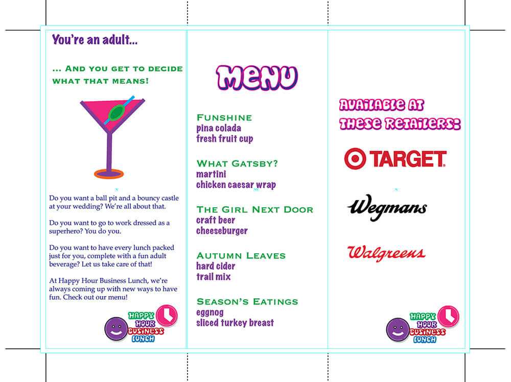 Illustrator project: Happy Hour Business Lunch Side 2