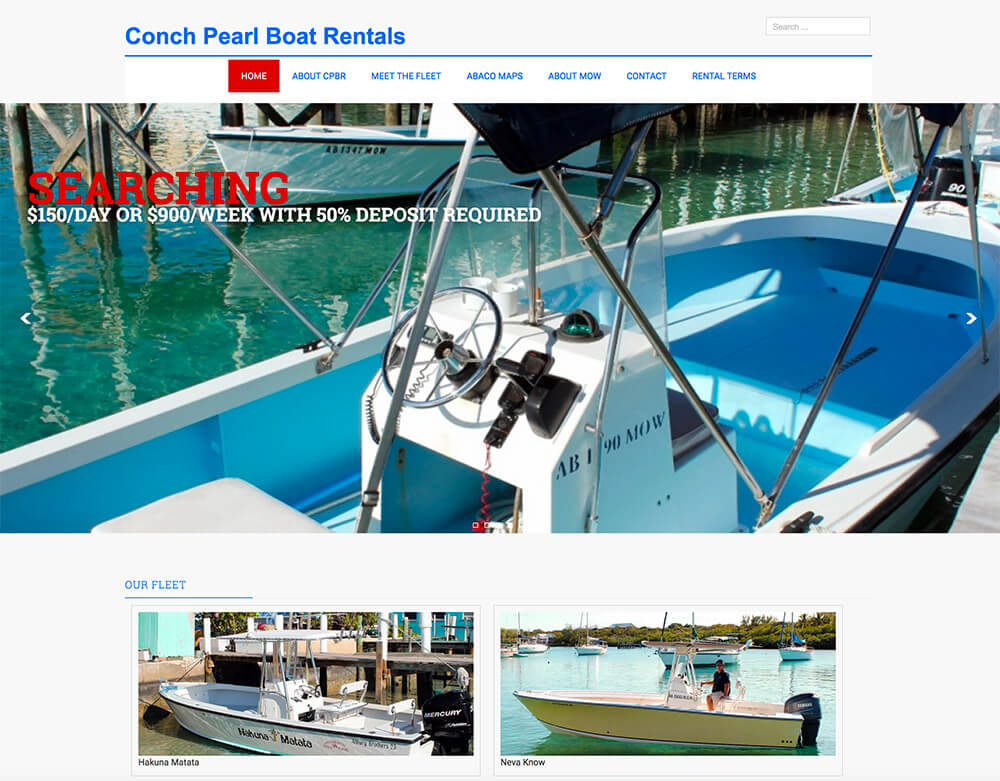 Site redesign: Conch Pearl Boat Rentals