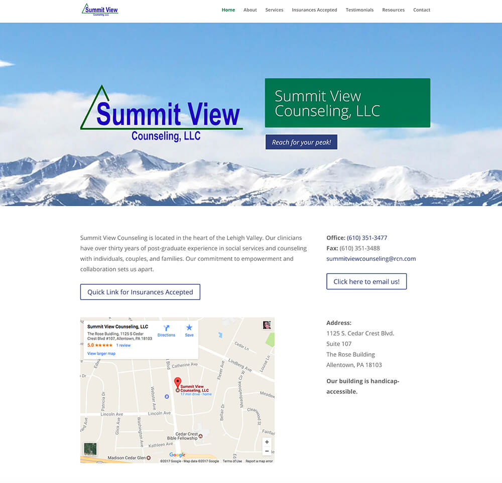 Site redesign: Summit View Counseling